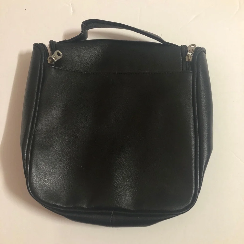 Black Leather Portable DVD Player Zipper Case